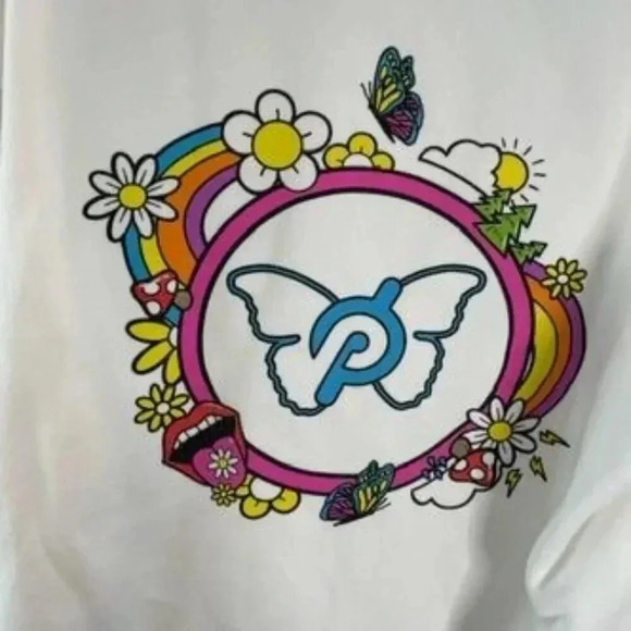 Peloton x Brittany Allen White Butterfly Oversized Hoodie Size Large - Picture 3 of 7